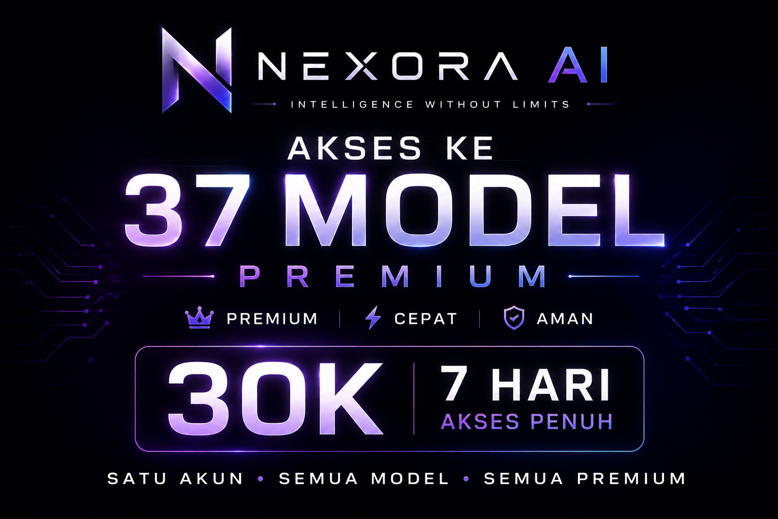 Nexora AI Premium - akses ke 37 model, 30K/7 hari